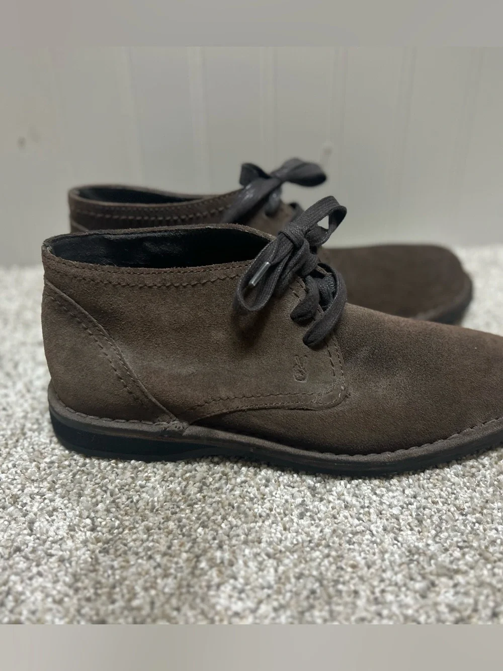 John varvatos chocolate brown suede leather chukka boots 7 designer minimalist